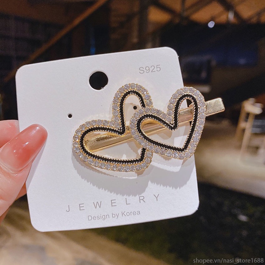 Kẹp tóc nữ chất liệu hợp kim cao cấp bền đẹp - kẹp tóc mái mẫu đẹp đính cườm sang trọng - NASI Store