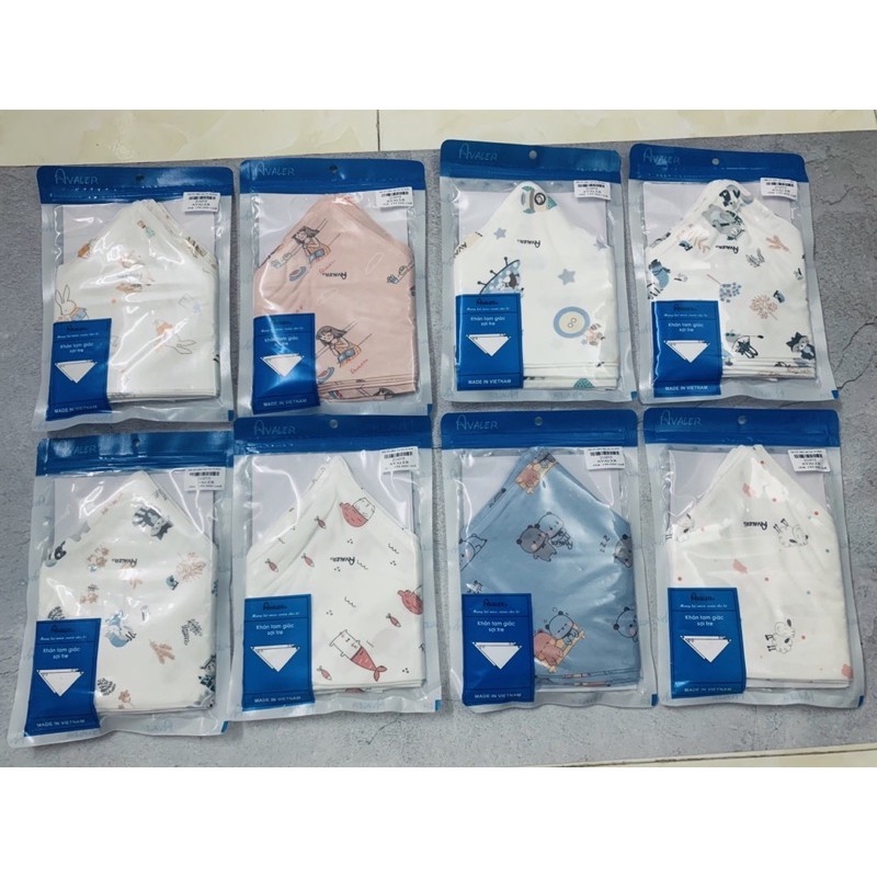 Set 5 Khăn / Yếm tam giác sợi tre siêu mềm mịn Avaler