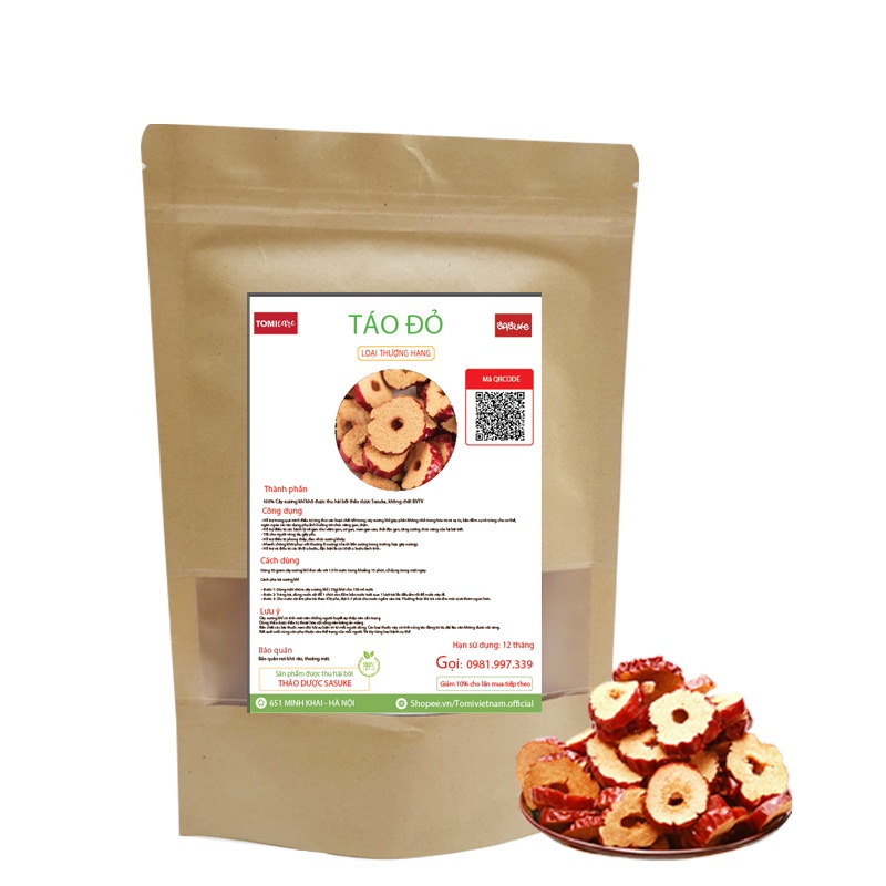Táo đỏ thái lát khô Sasuke thượng hạng tốt cho sức khoẻ 500gram