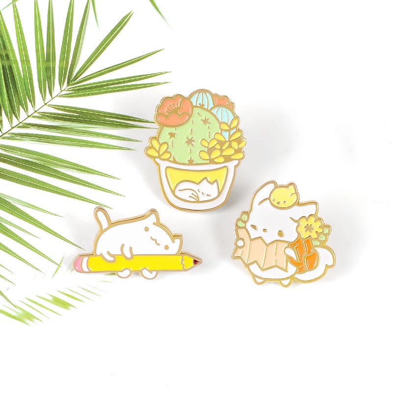 Huy Hiệu Cài Áo Hình Mèo / Thỏ Hoạt Hình Dễ Thương