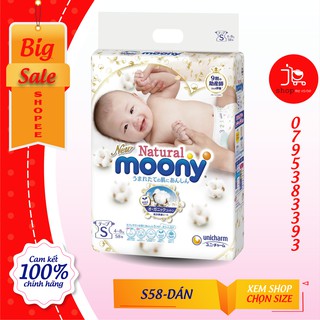 [MẪU MỚI] Bỉm dán Moony Natural size S58 miếng (4-8kg) JPshop - Mẹ và Bé.