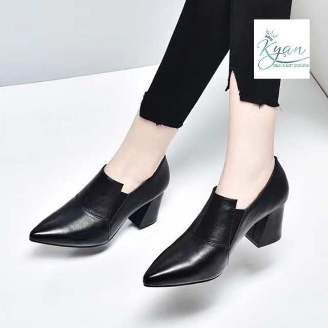 Giày Bốt Nữ Cao Gót 5 Cm, 7 Cm, Cổ Thấp, Giày Boots Mũi Nhọn, Phong Cách Hàn Quốc Kyan Shoes