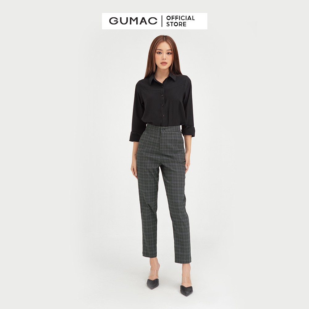 [Mã WABRGU55 giảm 15% đơn 149K] Quần tây nữ họa tiết caro cơ bản GUMAC đồ công sở thanh lịch QB4106