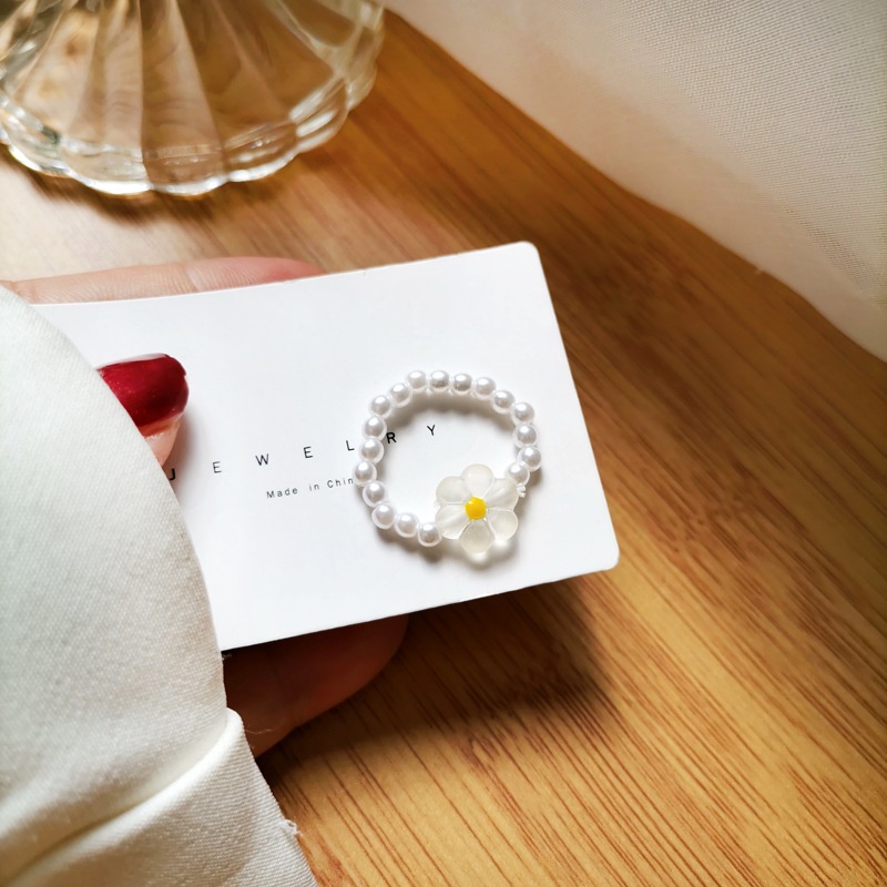Nhẫn Xâu Hạt Hình Hoa Phong Cách Hàn Quốc Xinh Xắn