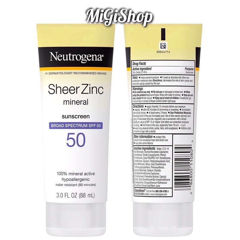 Kem Chống Nắng Neutrogena Sheer Zinc Mineral Suncreen