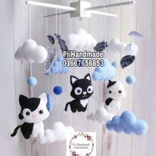 (SẴN)🌥🐹🐈 TREO NÔI TRẮNG ĐEN CHO BÉ SƠ SINH TONE XANH NHÁ 🦋