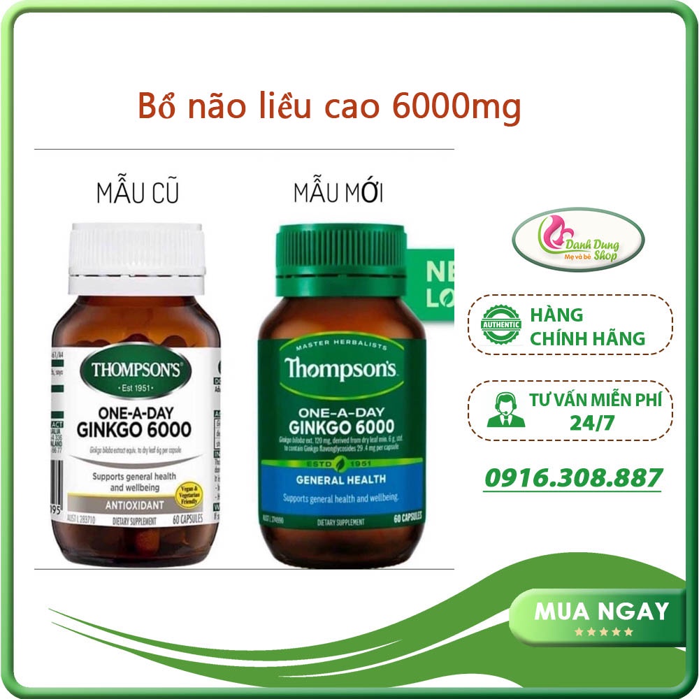 Viên bổ não Ginkgo 6000mg Thompson’s của Úc 60 viên.