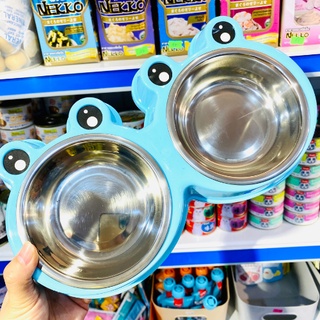 Bát đôi lòng inox cho chó mèo nhiều hình giao màu ngẫu nhiên
