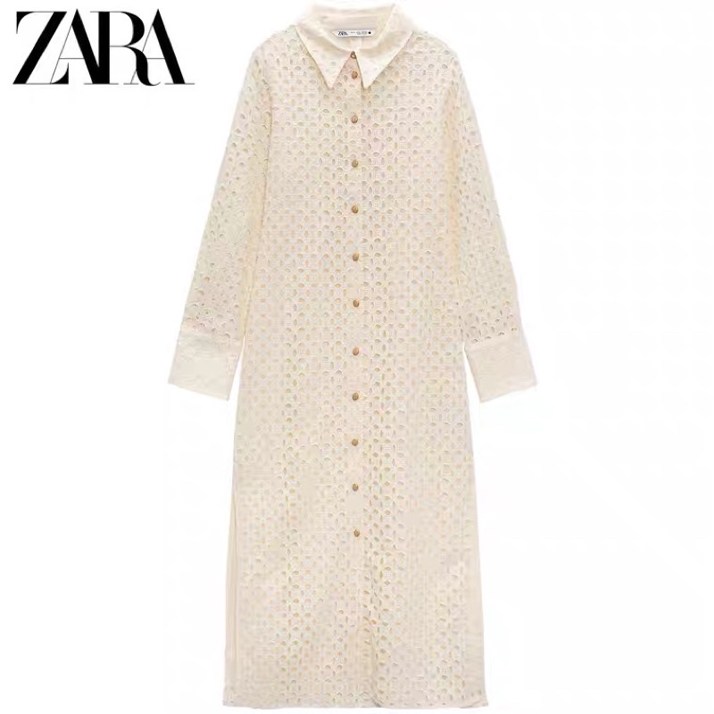 ĐẦM SƠMI MIDI DẬP LỖ ZARA21 AUTHENTIC TUỒN STORE
