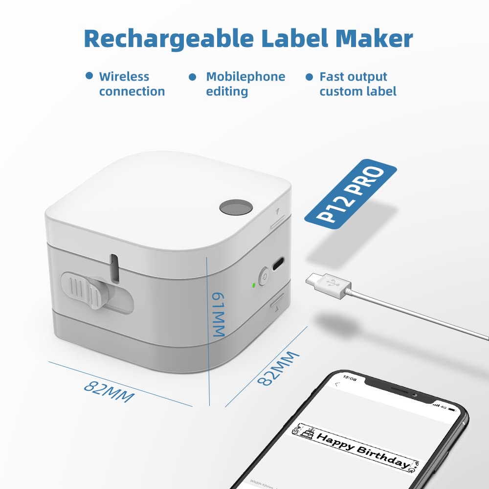 Máy In Nhãn Phomemo P12 Kết Nối Bluetooth Đa Năng Kèm Phụ Kiện