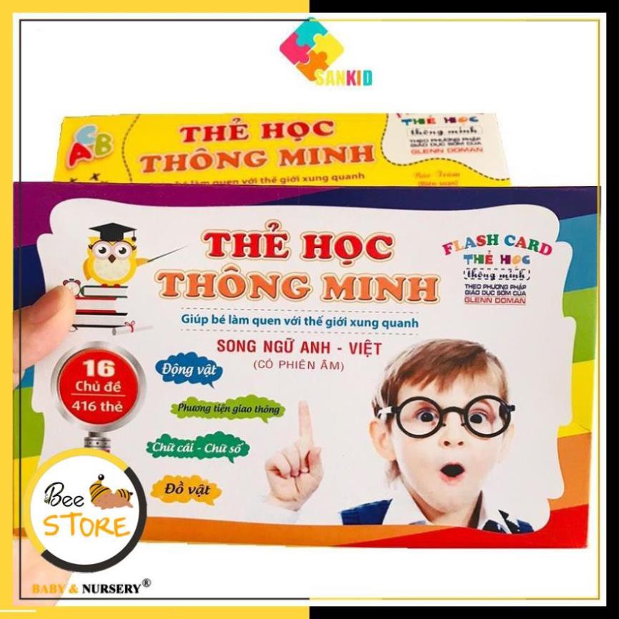 Bộ thẻ học thông minh 16 chủ đề cho bé (in 1 mặt)