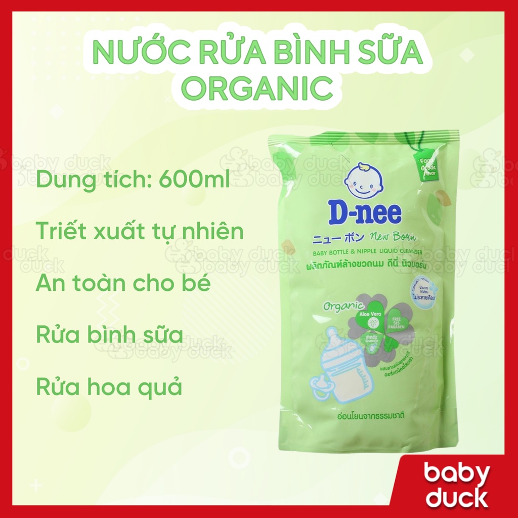 Túi nước cọ rửa vệ sinh bình sữa Organic Dnee 600ml Thái Lan