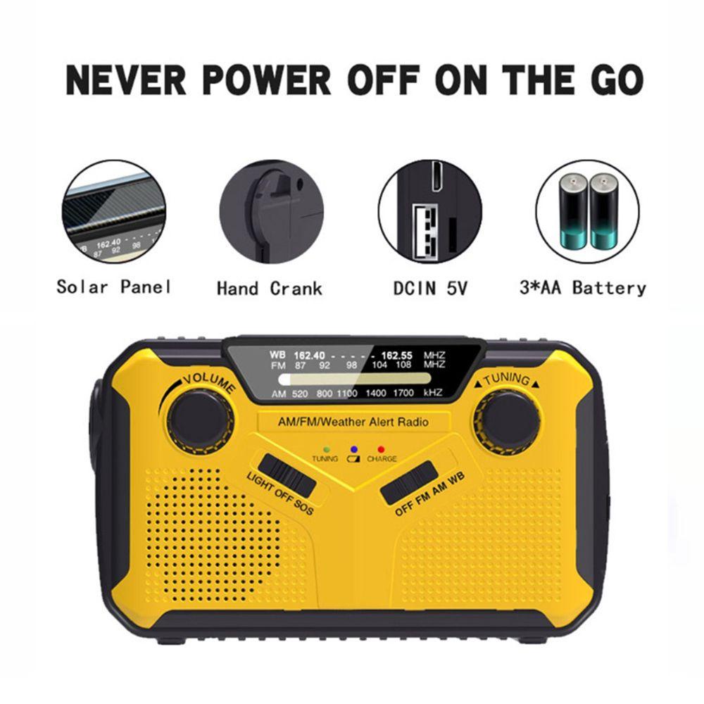 Radio AM / FM / WB Sử Dụng Năng Lượng Mặt Trời Có Đèn Pin Khẩn Cấp