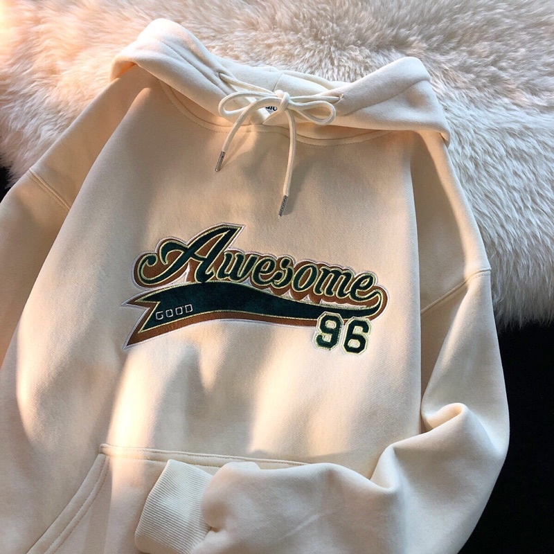 Áo Nỉ Mũ Hoodie Zip AWESOME-96 Chất Nỉ Ngoại 2 Lớp Dày Dặn Form Rộng Tay Phồng-Unisex Nam Nữ( Hàng Sẵn)