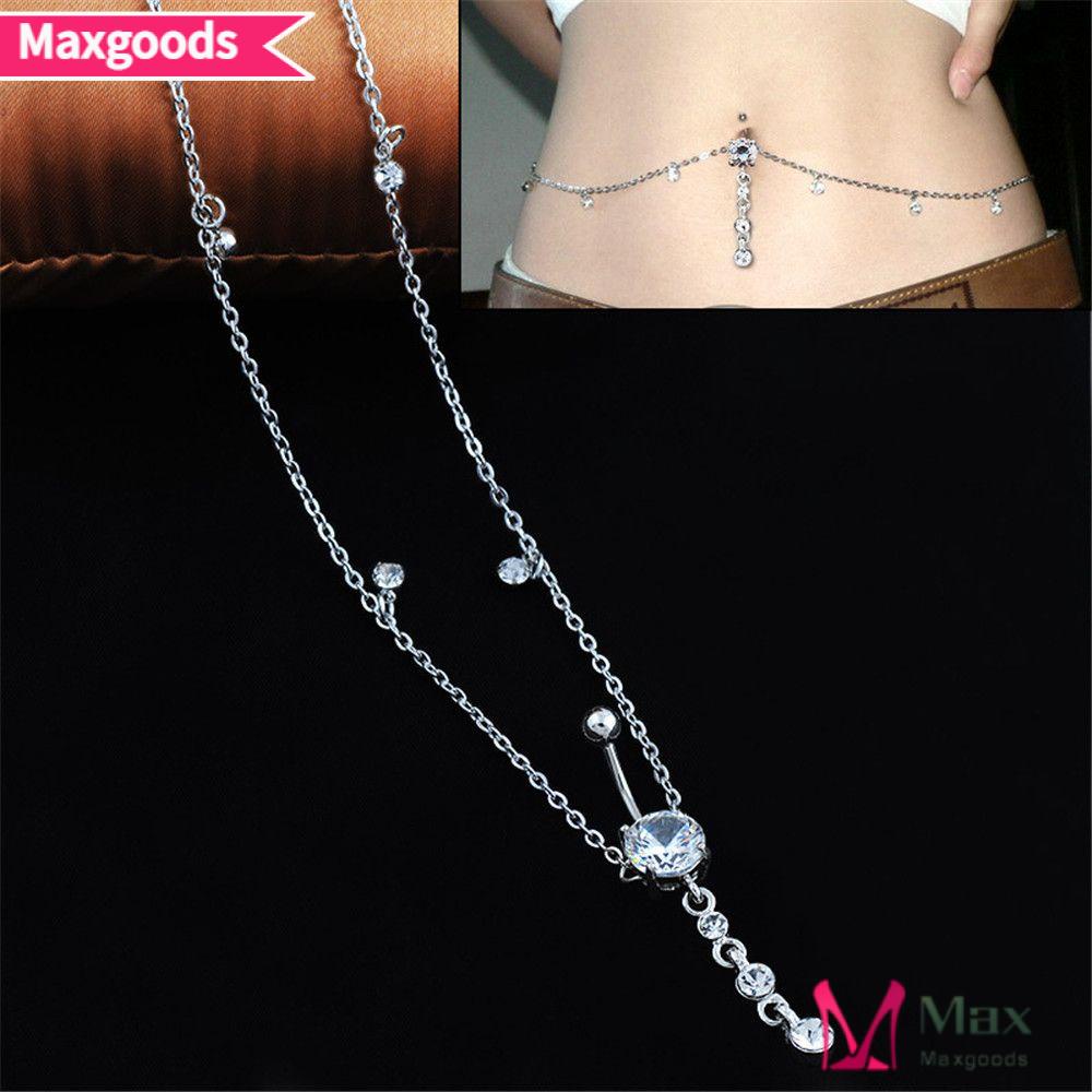 Max=> Thời Trang|Khuyên Trang Sức Xỏ Rốn Phối Dây Xích Gợi Cảm Cho Nữ
