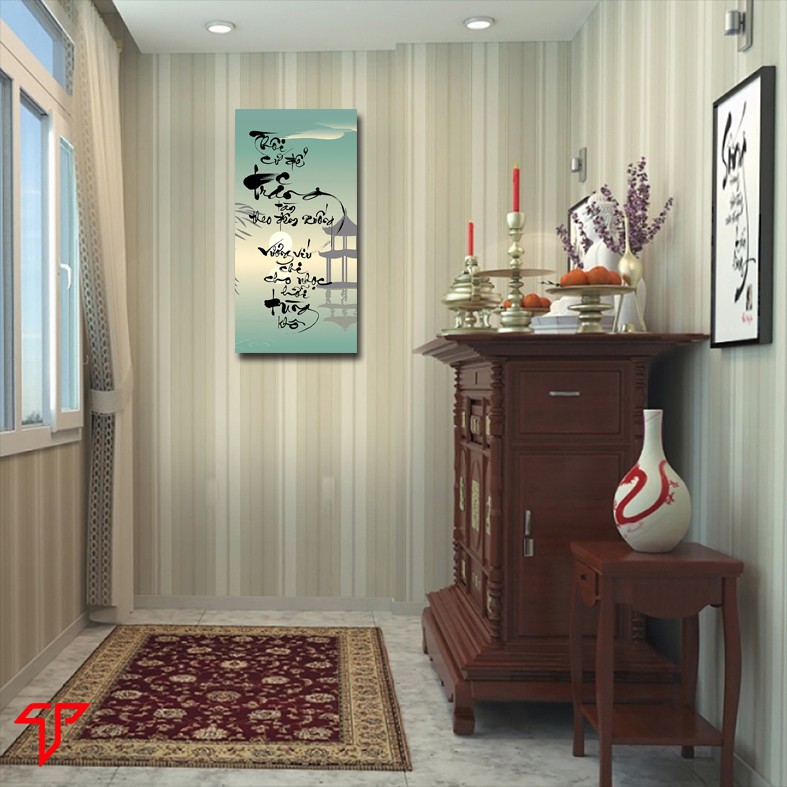 Tranh chữ thư pháp ép gỗ laminate (30x60)cm