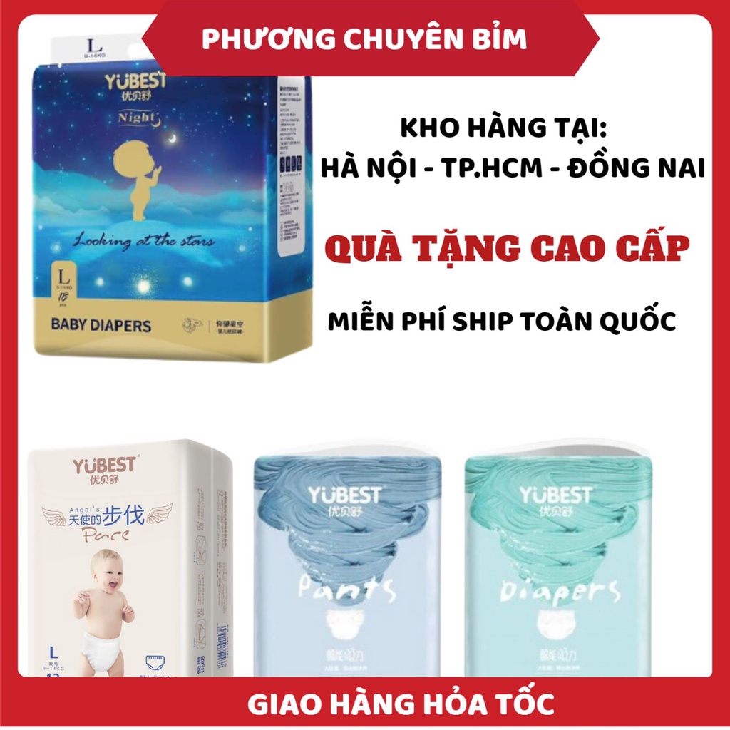 Bỉm Yubest 💝FREESHIP💝 Yubest Gold/Angel/Night/Natural/Core - Tã Yubest Dán/Quần đủ size S132,S90,M108,M84,L96,L78