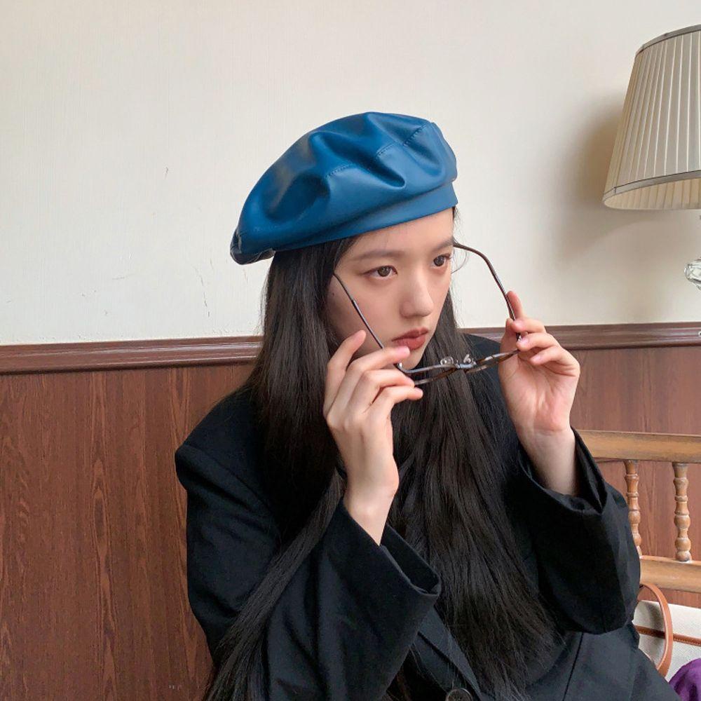 Mũ Da PU Họa Sĩ Phong Cách Hàn Quốc Thời Trang Cho Nữ