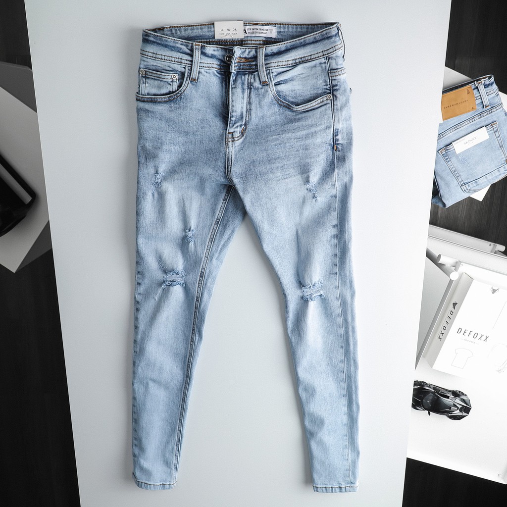 Quần jeans ZARA xanh rách skinny 201001 TuanStore