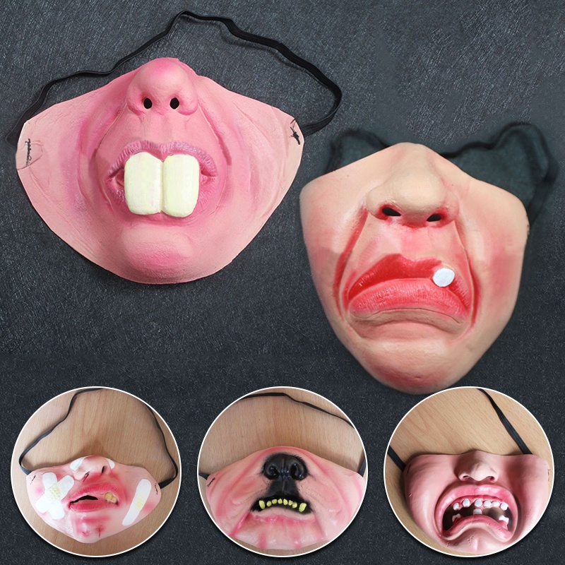 Halloween Masks for Adults Fun Drone Beard Latex 3d Stereo Masks Exhaust Sunscreen Face Cosplay Masks