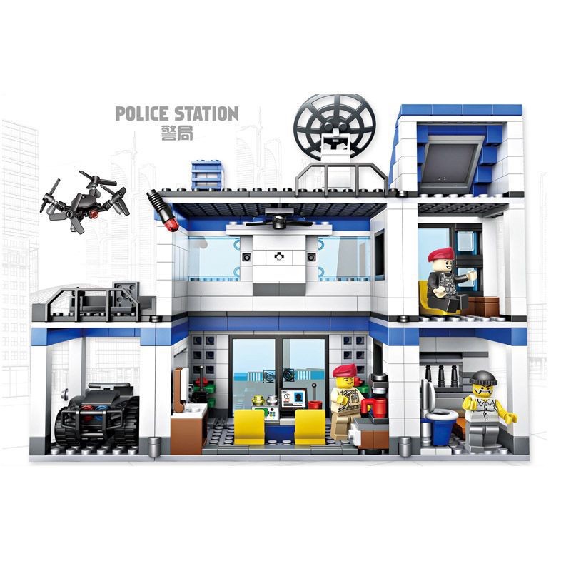 Lego con trai đồ chơi lắp ráp ngôi nhà, xe cảnh sát 746 miếng ghép -đồ chơi xếp hình