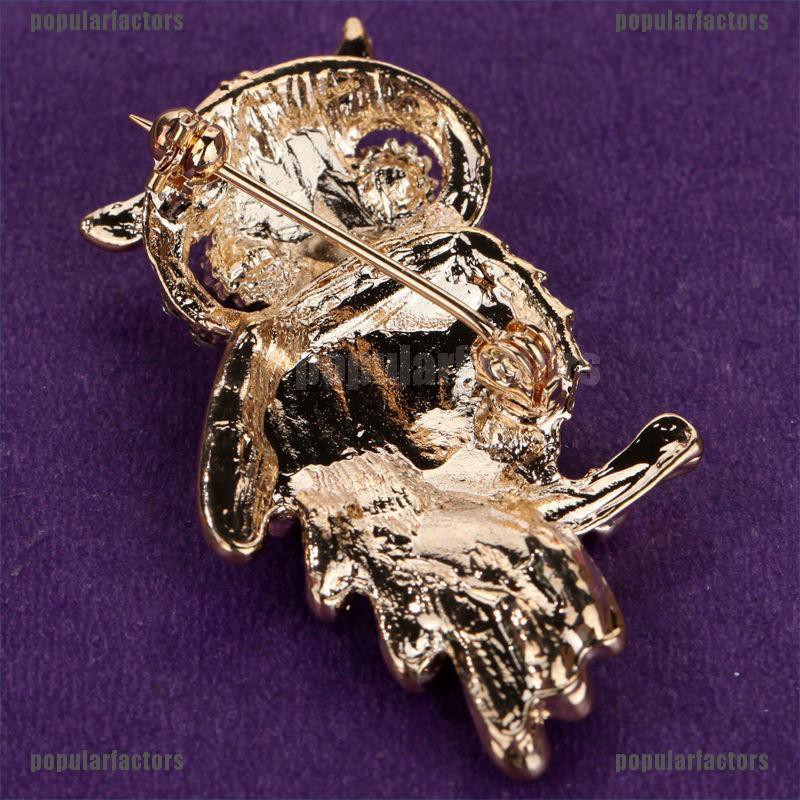 Ghim cài áo hình chim cú đính đá dễ thương