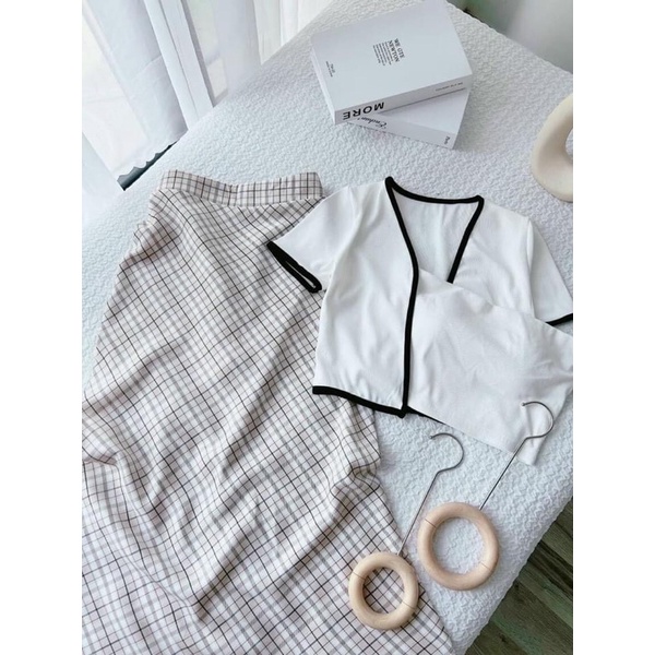 SET CVAY SỌC KÈM ÁO VIỀN