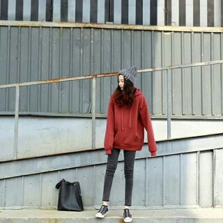 Áo hoodie nỉ bông cam đất