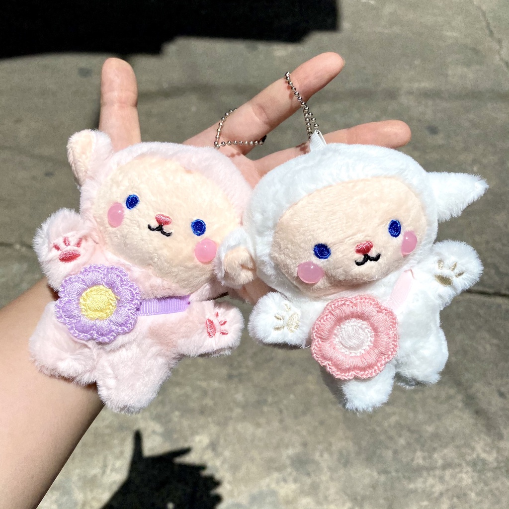 Móc khóa Cừu Bông đeo túi hoa dễ thương
