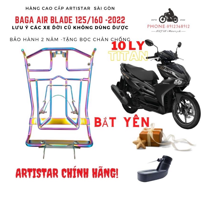 Baga Air Blade 2023 / AB 2023 Màu Titan Chất Liệu Inox 10 ly Kim Phụng