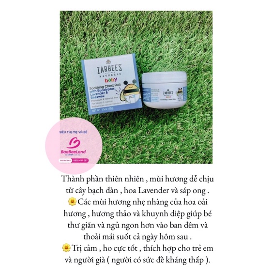 Dầu bôi ấm ngực Zarbee Naturals Baby 42g cho bé - BAAEELAND