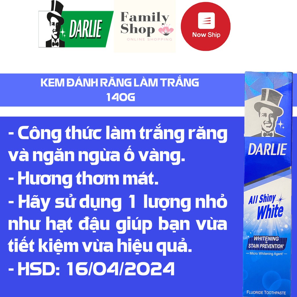 [Hàng Chính Hãng] 1 Kem Đánh Răng Darlie Trắng Sáng, Tea Care, Lài, Trà Xanh, Bạc Hà.