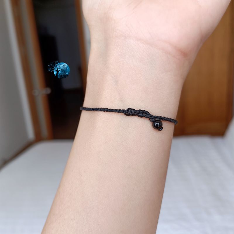 Vòng tay tết dây lu thống đá aventurine cam