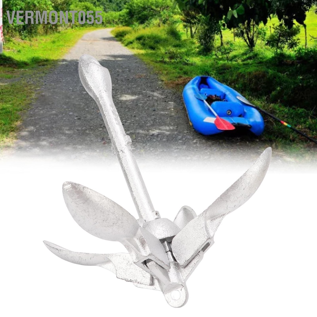 Có thể bán buôn Neo Kayak có thể gập lại 1 5kg Bạc Nhìn cao bằng thép carbon chống ăn mòn Bốn móng vuốt mở rộng neo cho du thuyền Vermont055 Hàng giao ngay