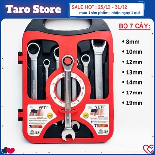 Bộ cờ lê vòng miệng tự động Yeti 7 chi tiết 8-19mm - hàng cao cấp, hoàn thiện tinh xảo xịn