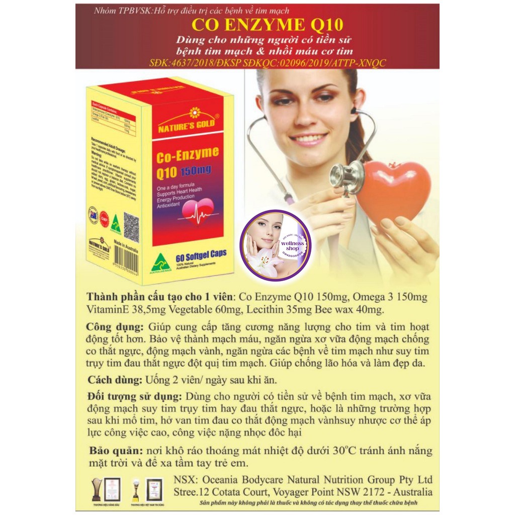 Viên uống bổ tim mạch CoQ10 CoEnzyme Q10 150mg Nature's Gold Lọ 60 viên, ổn định huyết áp