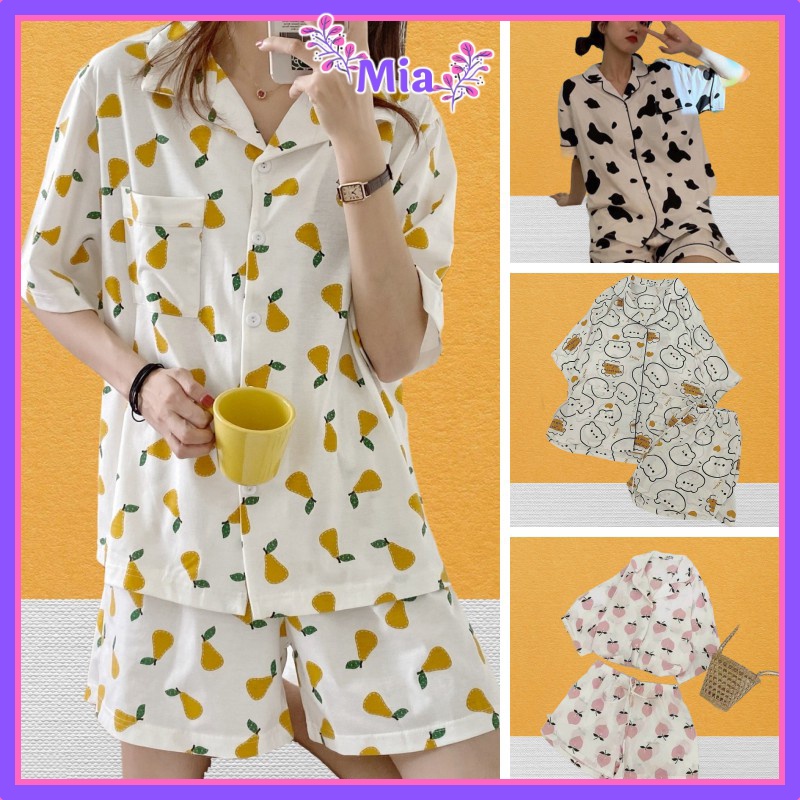 KĐ-13 Bộ Pijama Nữ HOA QUẢ Tươi Mát - Chất Kate  #Đồ Ngủ | Đồ Bộ Nữ | Váy Ngủ | Pijama | Pyjama | Pizama  *K2-Đ-00 ``