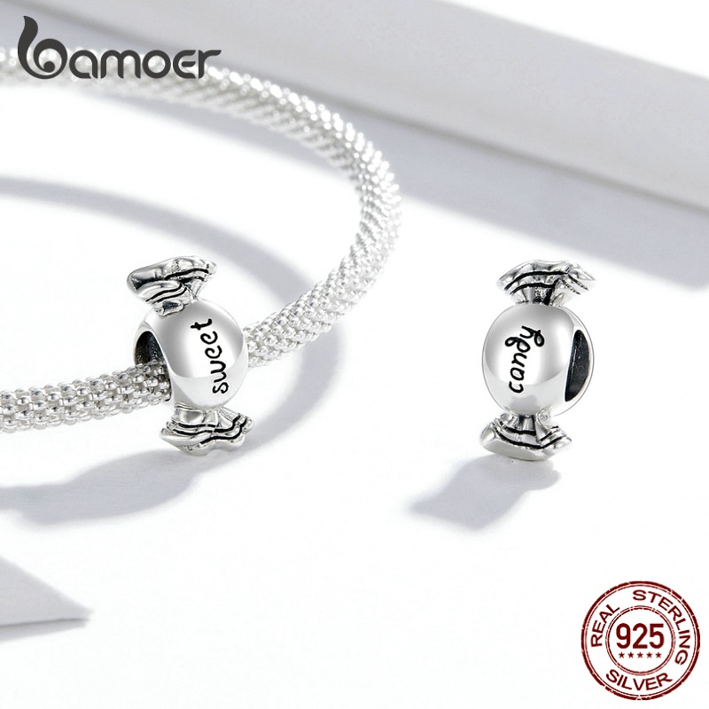 Mặt Trang Sức Vòng Tay Nữ bamoer BSC353 Bằng Bạc 925 Hình Dạng Viên Kẹo Phối Chữ Sweet