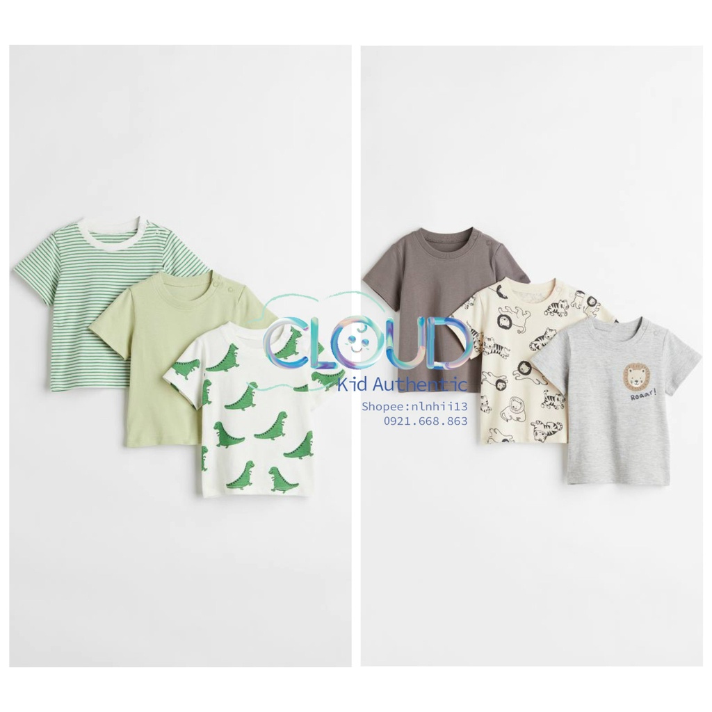 Set 3 áo phông cộc tay khủng.lo.ng/ s.ư.tử chính hãng HM US/UK size từ 4-6m đến 3-4y
