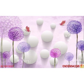 Tranh dán tường 3d hoa bồ công anh có size lớn