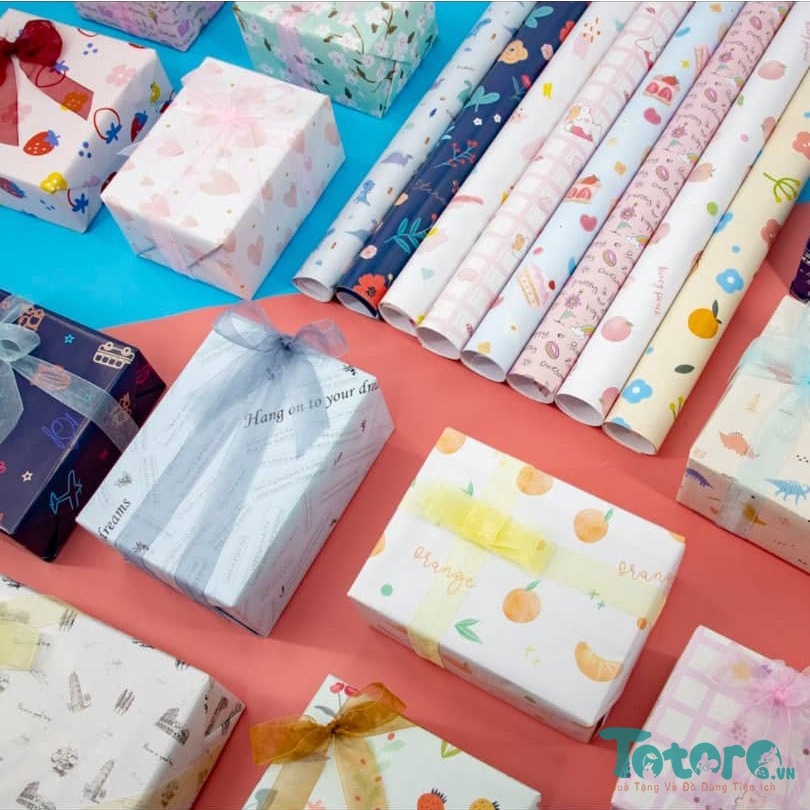 Giấy gói quà hoạ tiết Vintage Hoa Lá rừng Động Vật tròn ú Noel Giáng Sinh và họa tiết dễ thương khác