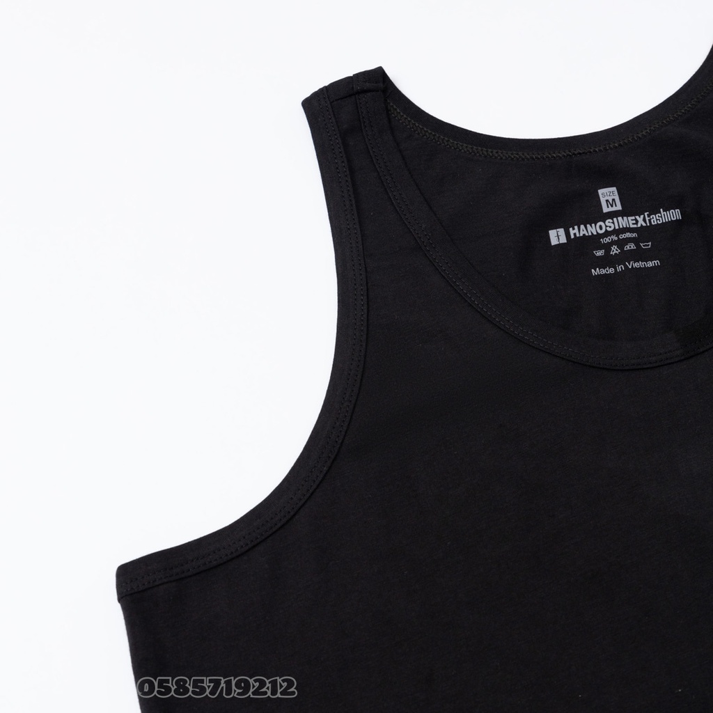 Áo ba lỗ may ô màu đen, xám cotton cao cấp HANOSIMEX- Hàng chính hãng Việt Nam chất lượng cao