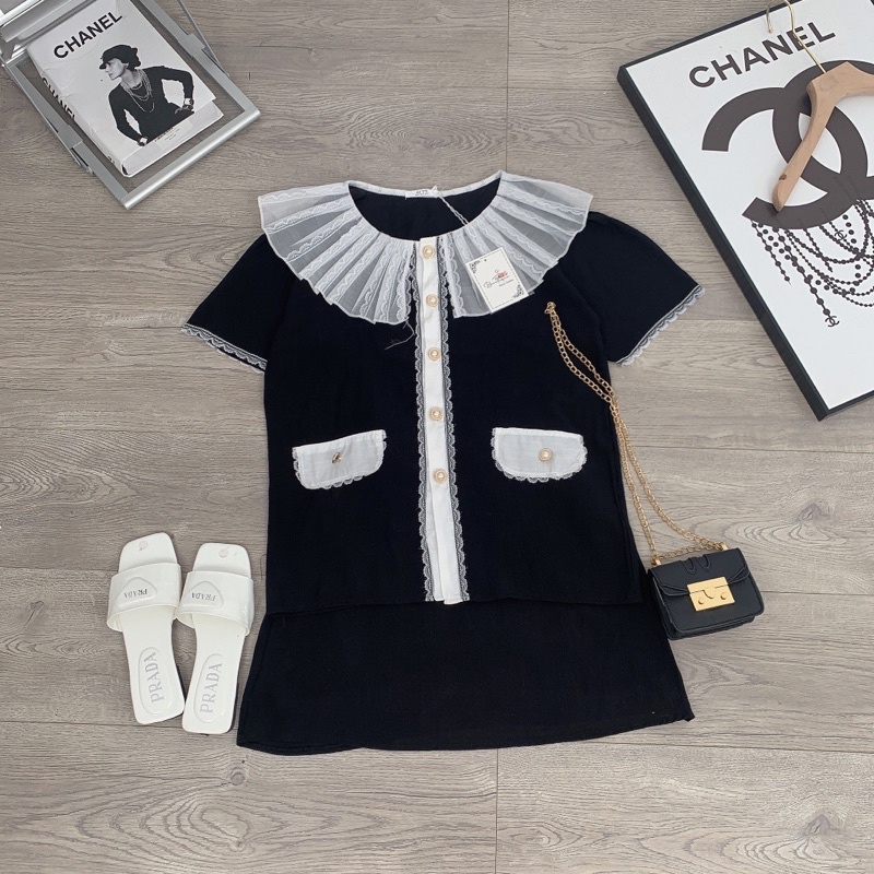 [ 𝐅𝐑𝐄𝐄 𝐒𝐇𝐈𝐏 ]SÉT ÁO CỔ BÈO REN MIX CV PHỐI GẤU SIÊU XINH VẢI TUYẾT MƯA