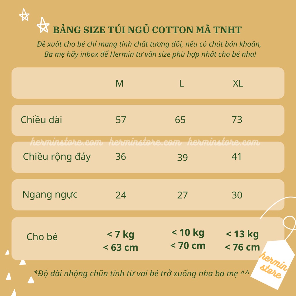 Nhộng chũn cho bé trần bông tinh khiết 100% siêu nhẹ và giữ nhiệt tốt