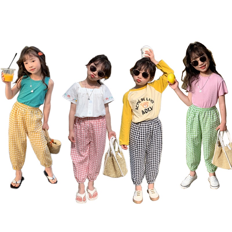 Quần ống rộng Họa Tiết Caro Thời Trang Cho Bé