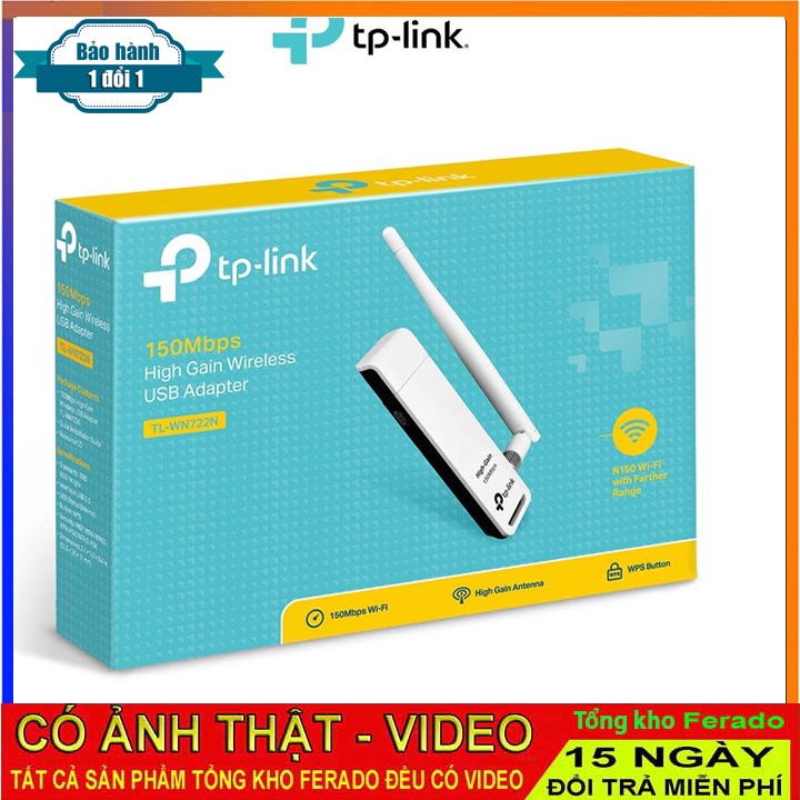 Version 3.0 (V3.0) - TP-Link TL-WN722N - USB Wifi (high gain) tốc độ 150Mbps