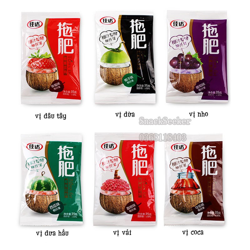 [Mã 267FMCGSALE giảm 8% đơn 500K] Thạch dừa - Có nước ép hoa quả - Dai dai, giòn giòn - Gói 35g- SNACK SEEKER | BigBuy360 - bigbuy360.vn