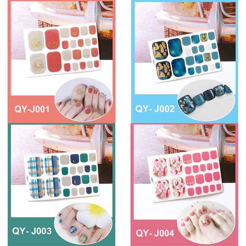 Set 22 miếng dán trang trí móng chân 3D thời trang QYJ001-016 DIY