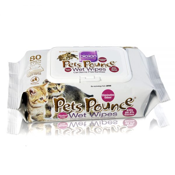 Bioion Khăn ướt khử mùi và sạch khuẩn cho thú cưng Pets Pounce Wet Wipe 80 tờ - Petemo Pet Shop