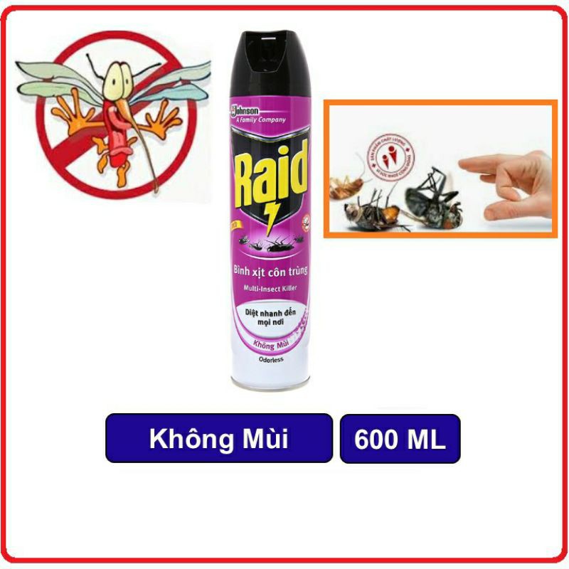 bình xịt côn trùng raid 600ml không mùi